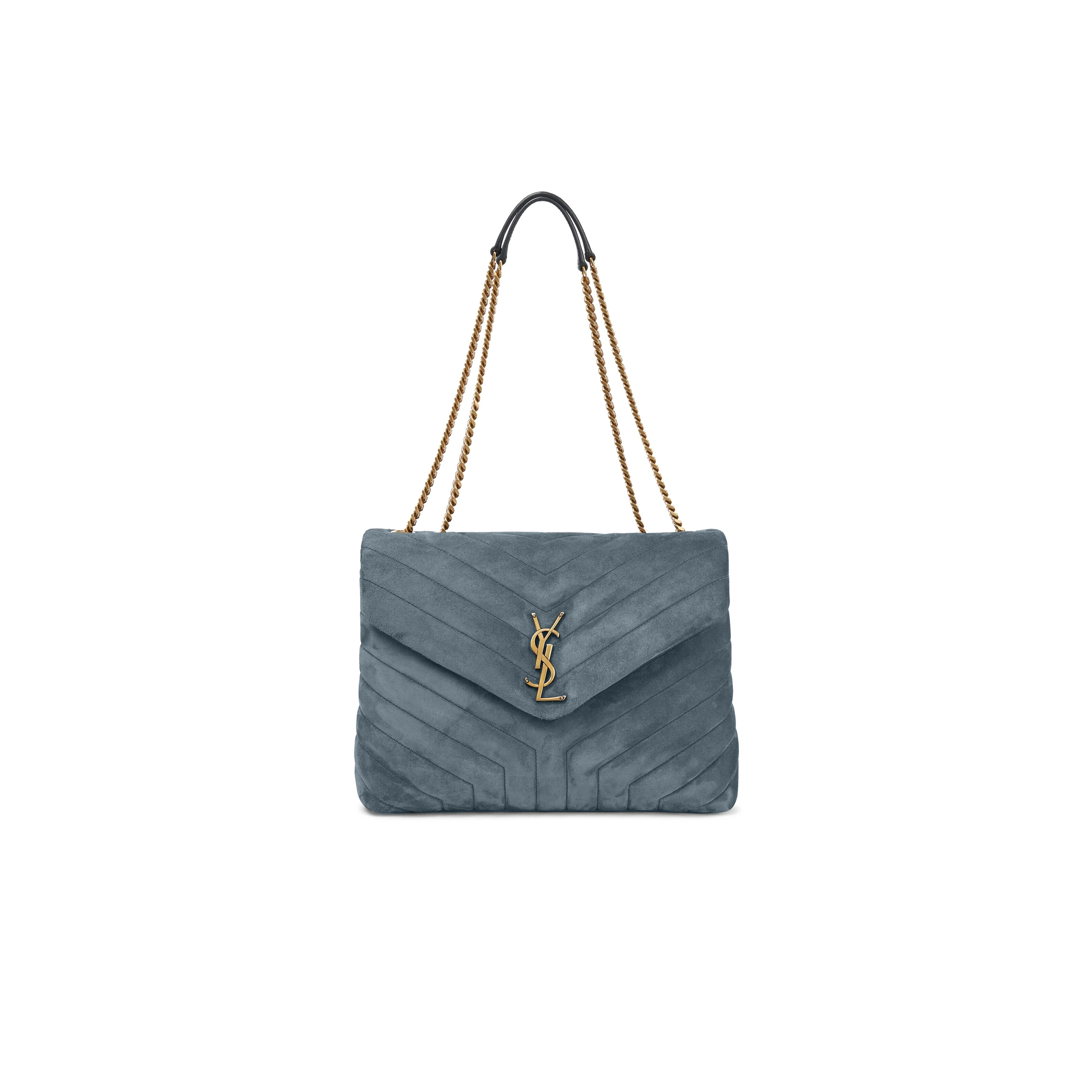 YSL LOULOU MEDIUM CHAIN BAG IN SUEDE 487216452210 (32*22*12cm)